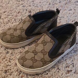 Gucci Kids Slip-On Sneakers - Brown and Cream Sz 25